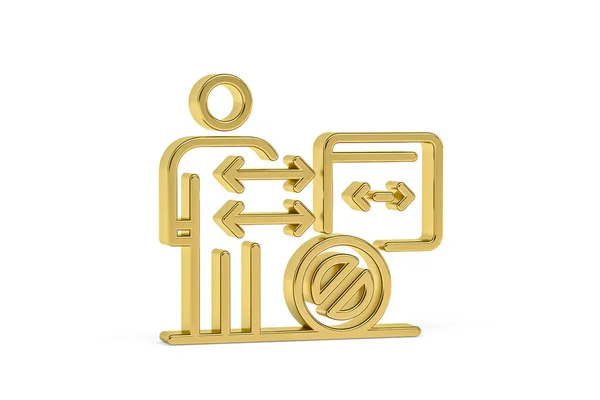 Golden Developer Icon Isolated White Background Render — Stock Photo, Image