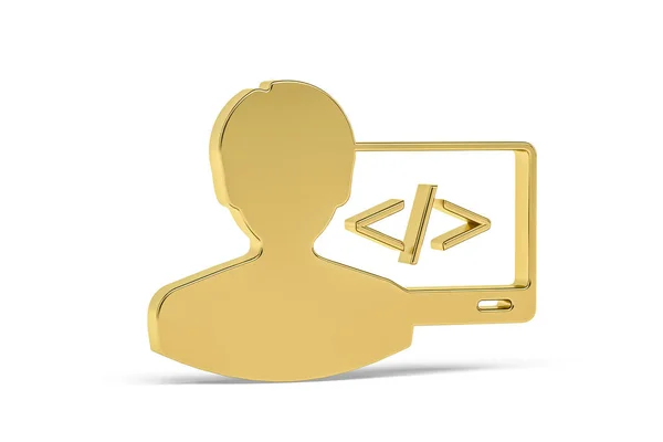 Golden Developer Icon Isolated White Background Render — Stock Photo, Image