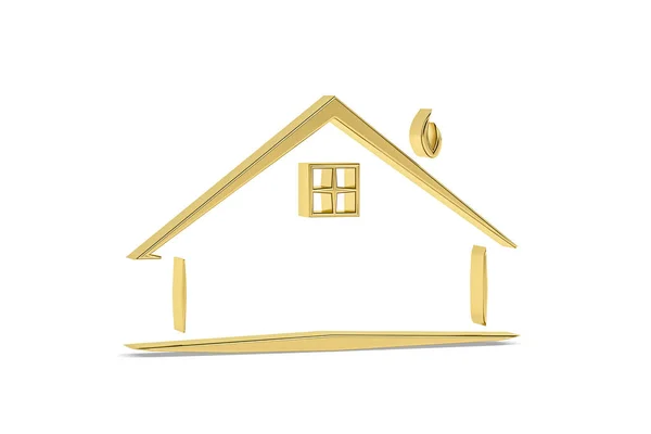 白色背景下孤立的金色3D房屋图标 3D渲染 — 图库照片