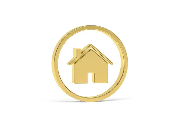 Golden House Icon Isolated White Background Render — Stock Photo, Image