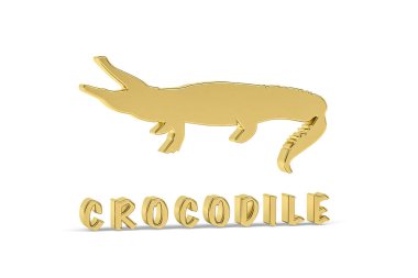 Beyaz arkaplanda izole edilmiş Altın 3d timsah simgesi - 3d oluşturma