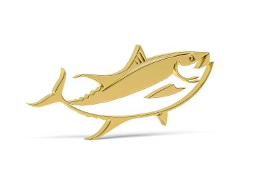 Beyaz arkaplanda izole edilmiş altın 3d balık simgesi - 3d oluşturma