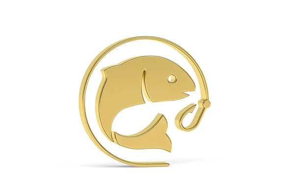 Ícone Peixe Dourado Isolado Fundo Branco Renderização — Fotografia de Stock