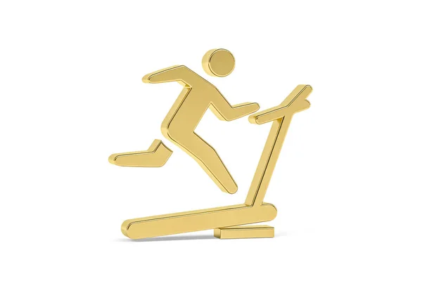 Golden Fitness Ikona Izolované Bílém Pozadí Vykreslení — Stock fotografie
