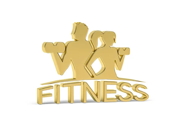 Goldenes Fitness Symbol Isoliert Auf Weißem Hintergrund Renderer — Stockfoto