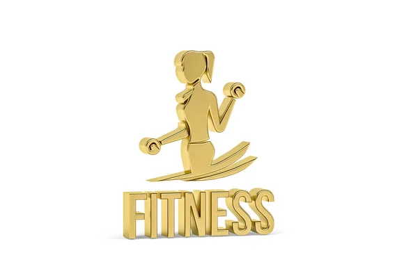 Golden Fitness Icon Απομονώνονται Λευκό Φόντο Καθιστούν — Φωτογραφία Αρχείου