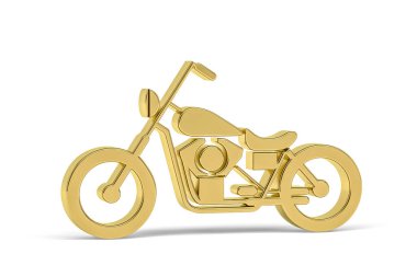 Beyaz arkaplanda izole edilmiş Altın 3d motosiklet simgesi - 3D oluşturma