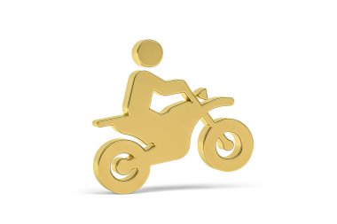 Beyaz arkaplanda izole edilmiş Altın 3d motosiklet simgesi - 3D oluşturma