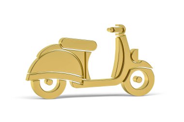 Beyaz arkaplanda izole edilmiş Altın 3d motosiklet simgesi - 3D oluşturma