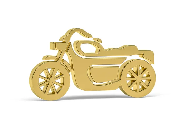 Goldenes Motorradsymbol Isoliert Auf Weißem Hintergrund Renderer — Stockfoto