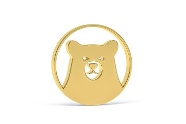 Beyaz arkaplanda izole edilmiş altın 3d ayı simgesi - 3d oluşturma