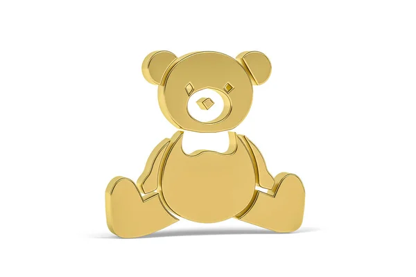 Ícone Urso Dourado Isolado Fundo Branco Renderização — Fotografia de Stock