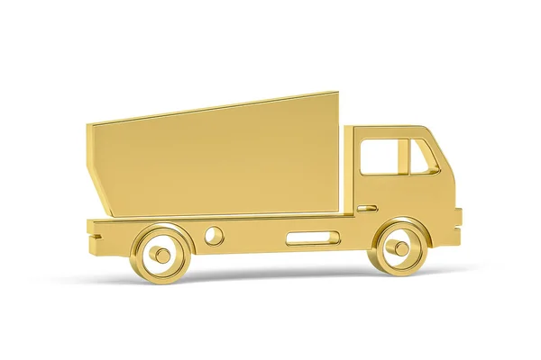 Golden Lorry Icon Isolated White Background Render — Stock Photo, Image