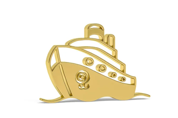 Golden Boat Icon Isolated White Background Render — Stock Photo, Image
