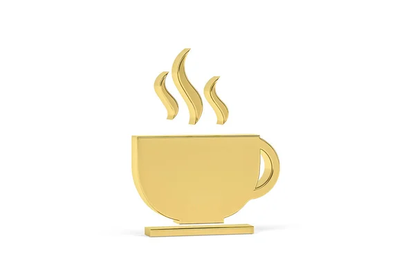 Goldene Kaffeetasse Symbol Isoliert Auf Weißem Hintergrund Render — Stockfoto