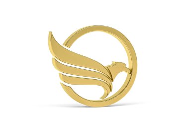 Beyaz arkaplanda izole edilmiş Altın 3d kartal simgesi - 3d oluşturma