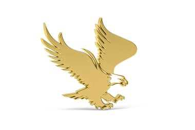 Beyaz arkaplanda izole edilmiş Altın 3d kartal simgesi - 3d oluşturma