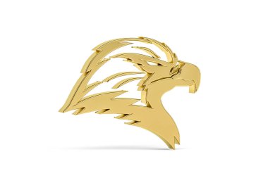 Beyaz arkaplanda izole edilmiş Altın 3d kartal simgesi - 3d oluşturma