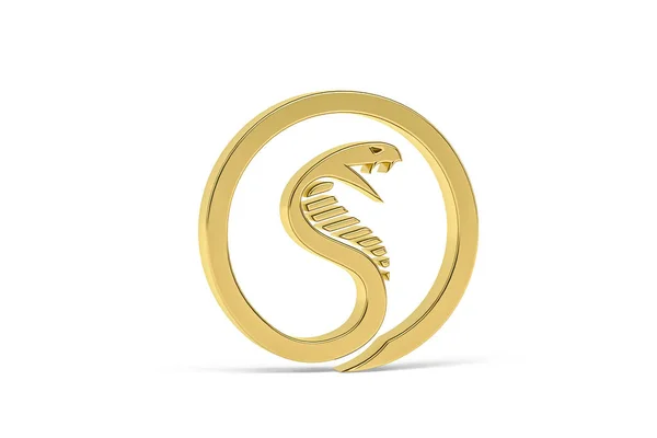 Золота Піктограма Змії Ізольована Білому Тлі Рендеринга — стокове фото