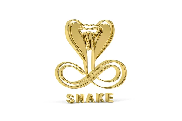Goldenes Schlangensymbol Isoliert Auf Weißem Hintergrund Renderer — Stockfoto