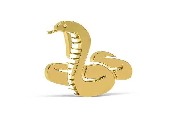 Zlatý Had Ikona Izolované Bílém Pozadí Vykreslení — Stock fotografie