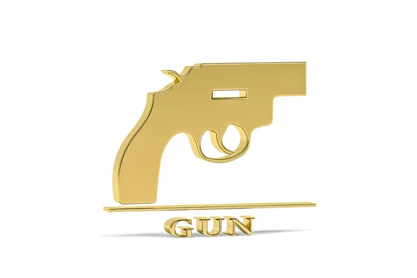 Golden Gun Icon Isolated White Background Render — Stock Photo, Image