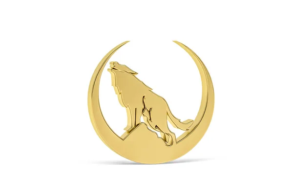 Beyaz arkaplanda izole edilmiş Altın 3D kurt simgesi - 3D görüntüleme