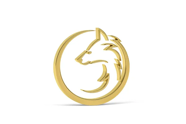 Goldenes Wolf Symbol Isoliert Auf Weißem Hintergrund Renderer — Stockfoto