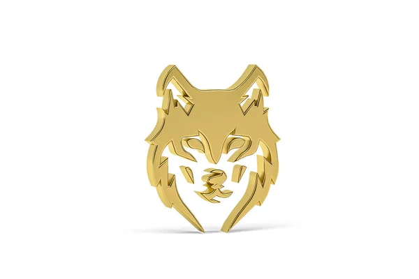 Goldenes Wolf Symbol Isoliert Auf Weißem Hintergrund Renderer — Stockfoto