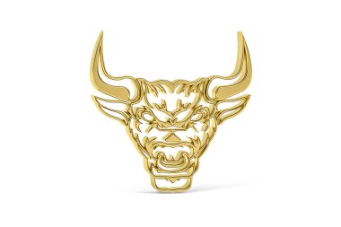 Beyaz arkaplanda izole edilmiş altın 3d bizon simgesi - 3d oluşturma
