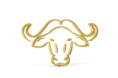 Beyaz arkaplanda izole edilmiş altın 3d bizon simgesi - 3d oluşturma