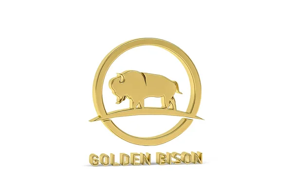 Goldenes Bison Symbol Isoliert Auf Weißem Hintergrund Renderer — Stockfoto