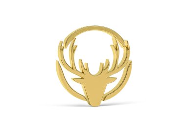 Beyaz arkaplanda izole edilmiş 3D geyik simgesi - 3D görüntüleme