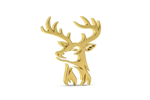 Golden Deer Icon Isolated White Background Render — Stock Photo, Image