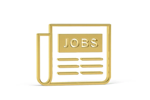 Goldenes Jobs Symbol Isoliert Auf Weißem Hintergrund Renderer — Stockfoto