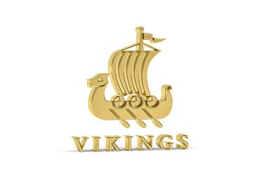Beyaz arkaplanda izole edilmiş Altın 3d Vikings simgesi - 3d oluşturma