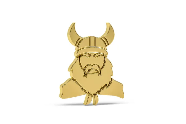 Goldenes Wikinger Symbol Isoliert Auf Weißem Hintergrund Renderer — Stockfoto