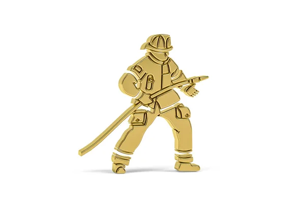 Golden Firefighter Icon Isolated White Background Render — Stock Photo, Image