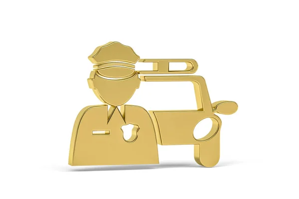 Золота Іконка Поліцейського Ізольована Білому Тлі Рендеринга — стокове фото