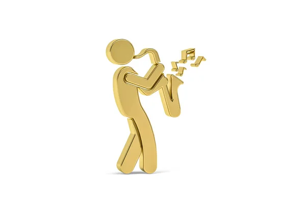 Золота Ікона Музиканта Ізольована Білому Тлі Рендеринга — стокове фото