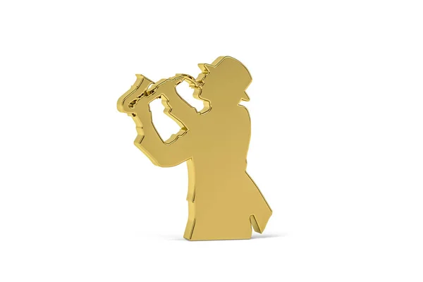 Golden 3d musician icon isolated on white background - 3d render