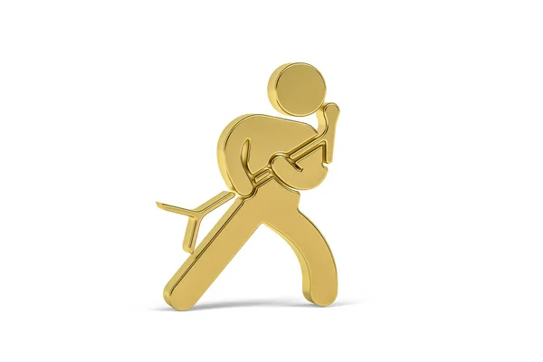 Golden Musician Icon Isolated White Background Render — Stock Photo, Image