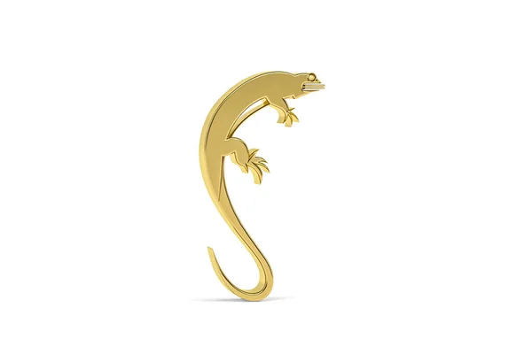 Ícone Lagarto Dourado Isolado Fundo Branco Renderização — Fotografia de Stock