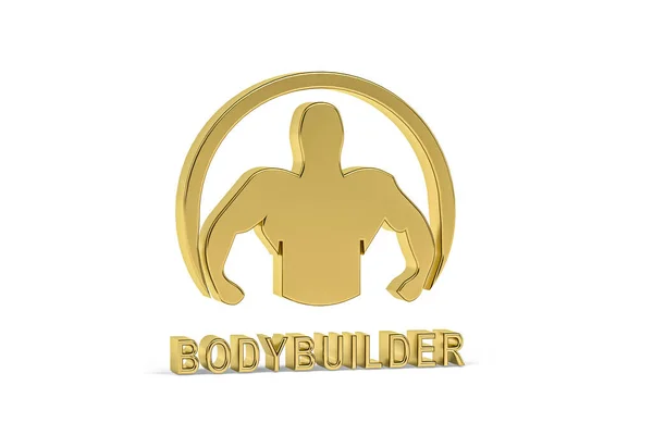 Goldenes Bodybuilder Symbol Isoliert Auf Weißem Hintergrund Renderer — Stockfoto