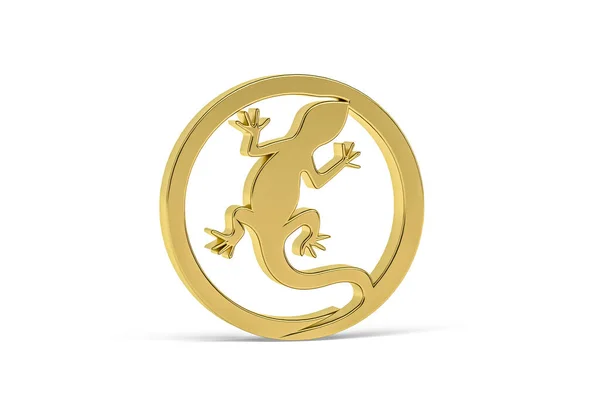 Ícone Lagarto Dourado Isolado Fundo Branco Renderização — Fotografia de Stock