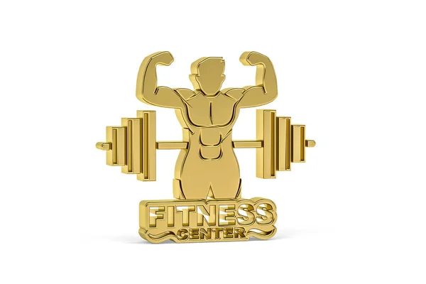 Goldenes Bodybuilder Symbol Isoliert Auf Weißem Hintergrund Renderer — Stockfoto