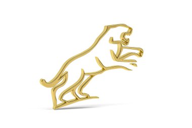 Beyaz arkaplanda izole edilmiş Altın 3D kaplan simgesi - 3D görüntüleme