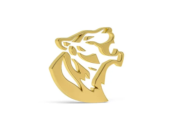 Goldenes Tiger Symbol Isoliert Auf Weißem Hintergrund Renderer — Stockfoto