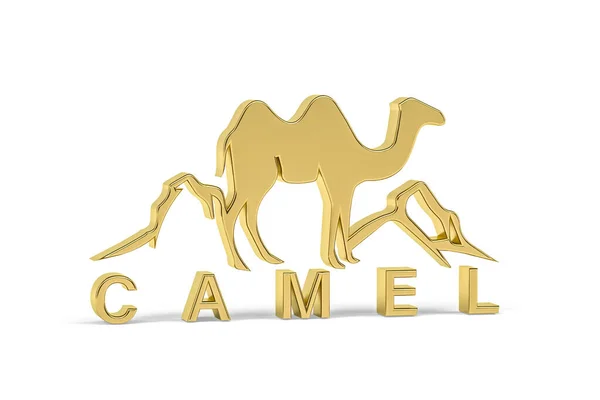 Goldenes Kamel Symbol Isoliert Auf Weißem Hintergrund Renderer — Stockfoto
