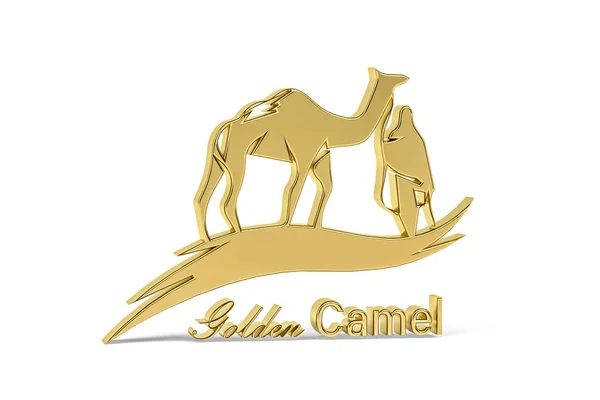 Goldenes Kamel Symbol Isoliert Auf Weißem Hintergrund Renderer — Stockfoto